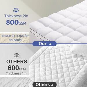 King 2″ Cooling Mattress Topper with Deep Pocket Fit and Down Alternative Fill
